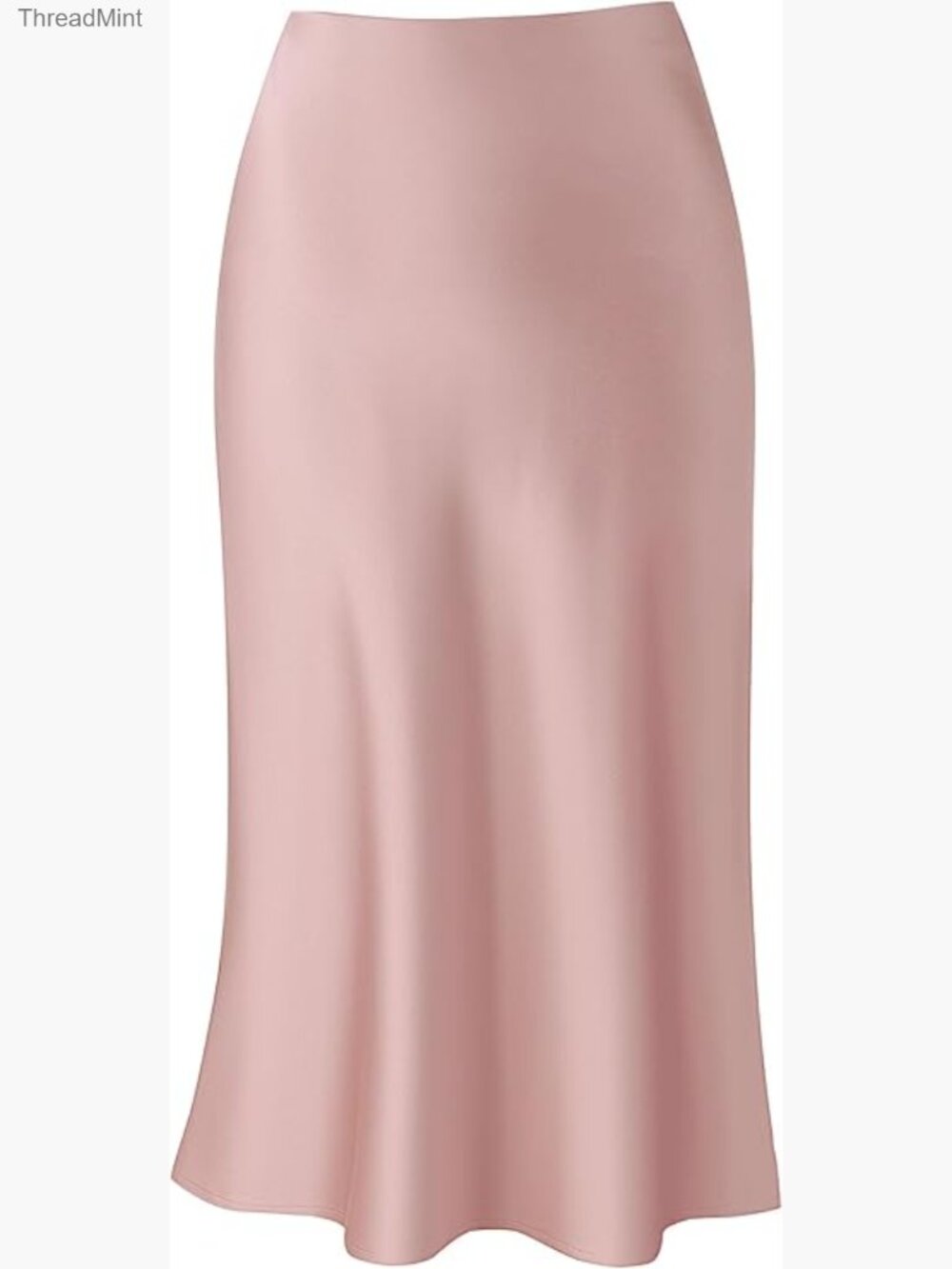 High Waist Midi Skirt - Elasticized Satin Silhouette Casual Office Wear S-XL